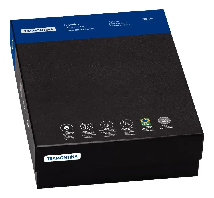 Faqueiro Tramontina Zurique Inox Com Facas De Mesa 30 Peças Inox