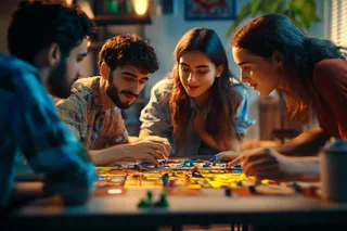 Amigos jugando juego de mesa