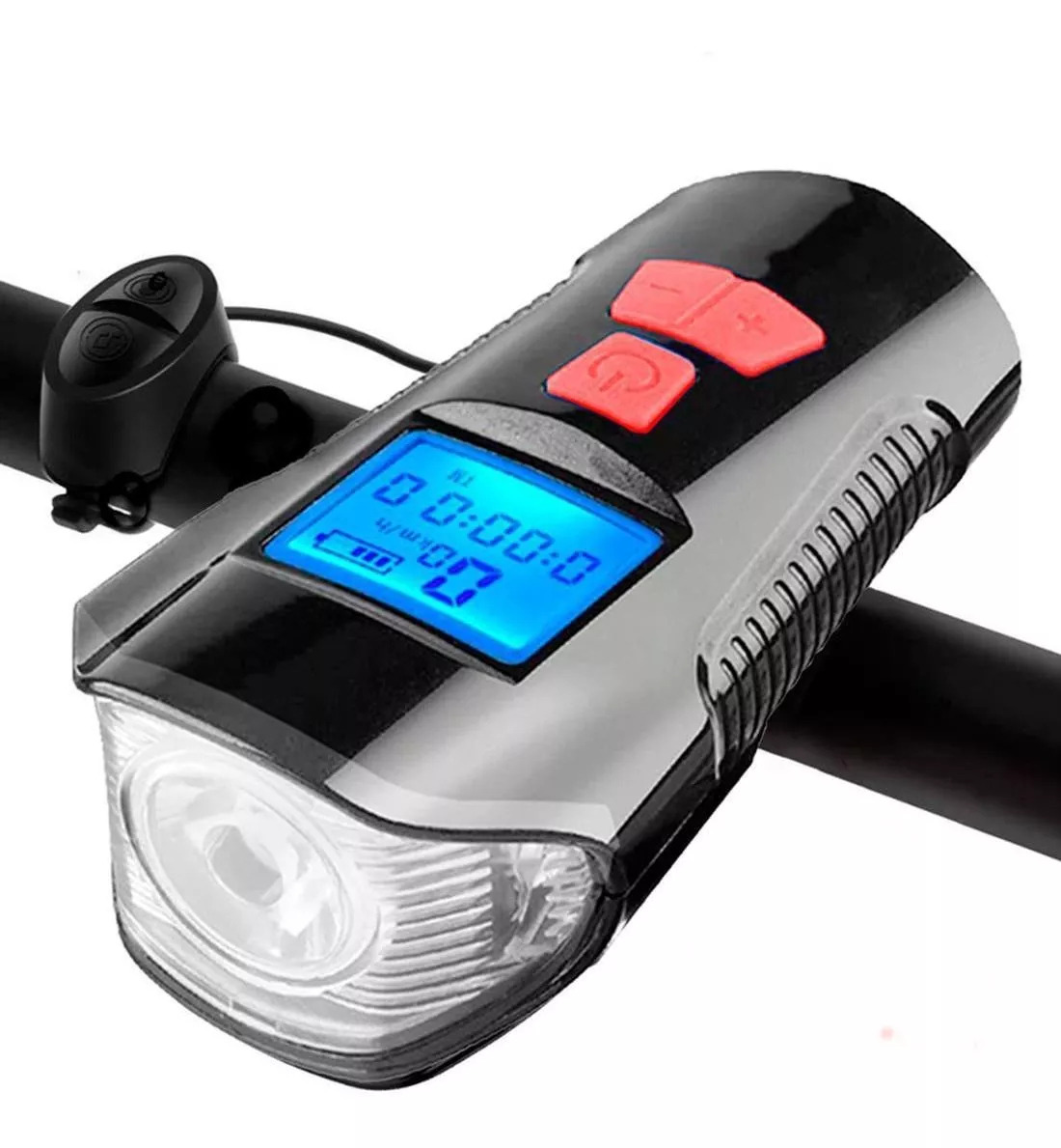Faro de bicicleta con velocímetro