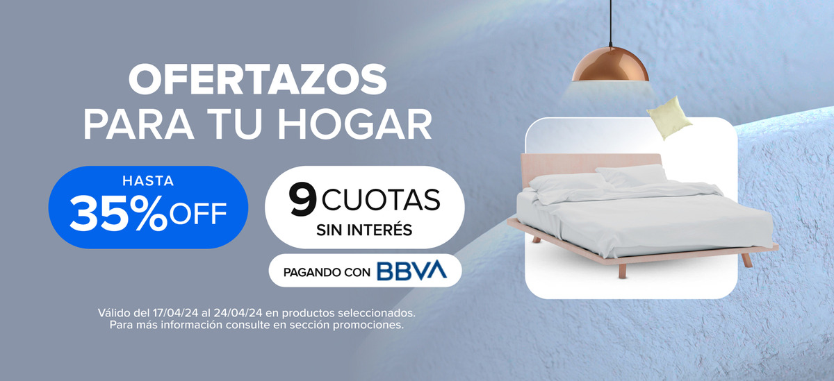 OFERTAZOS PARA TU HOGAR. Hasta 35% off y 9 cuotas sin interés en todo el sitio con tarjetas BBVA