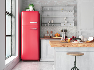 Refrigerador instalado en una cocina