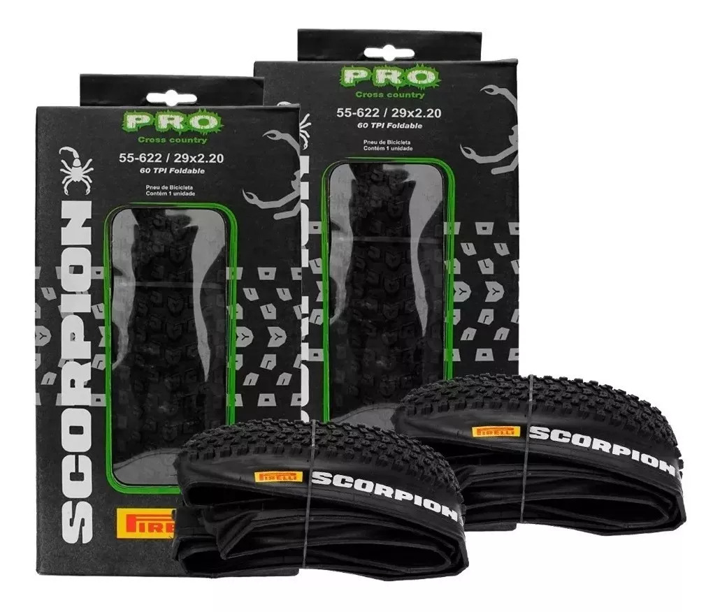 Par de Neumáticos Pirelli 29 X 2.20 Scorpion Pro Kevlar Mtb S/ Alambre