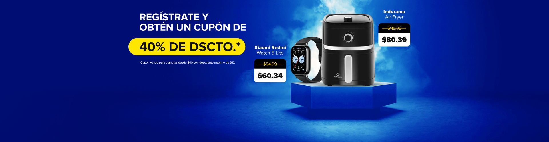 Regístrate y obtén 40% de descuento