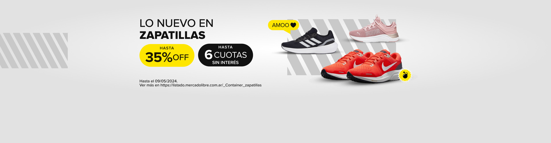 Especial zapatillas. Hasta 35% off y hasta 6 cuotas sin interés