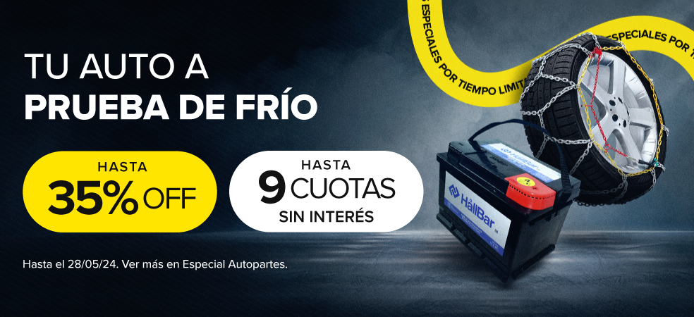 Tu auto a prueba de frio! Hasta 35% off y hasta 9 cuotas sin interés