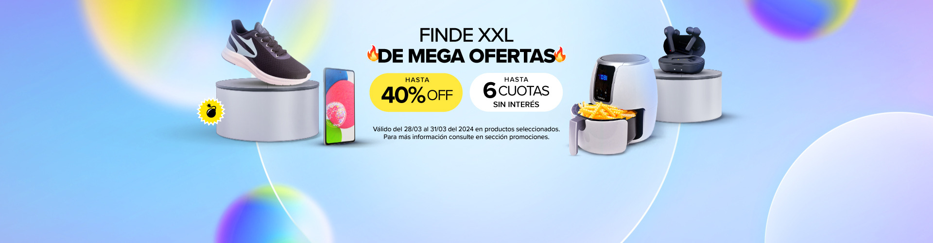 Mega ofertas de fin de semana. Hasta 40% off y hasta 6 cuotas en bancos seleccionados