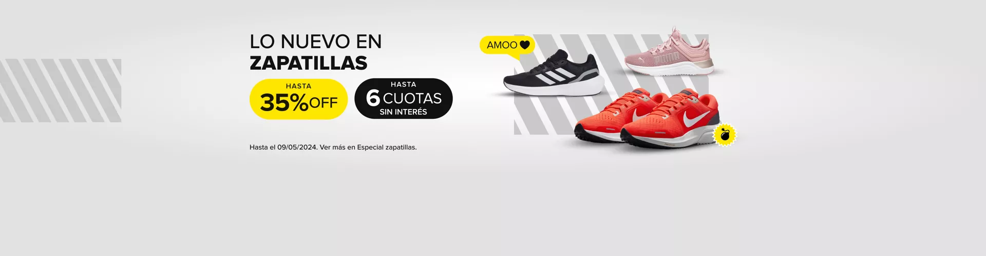 Especial zapatillas. Hasta 35% off y hasta 6 cuotas sin interés