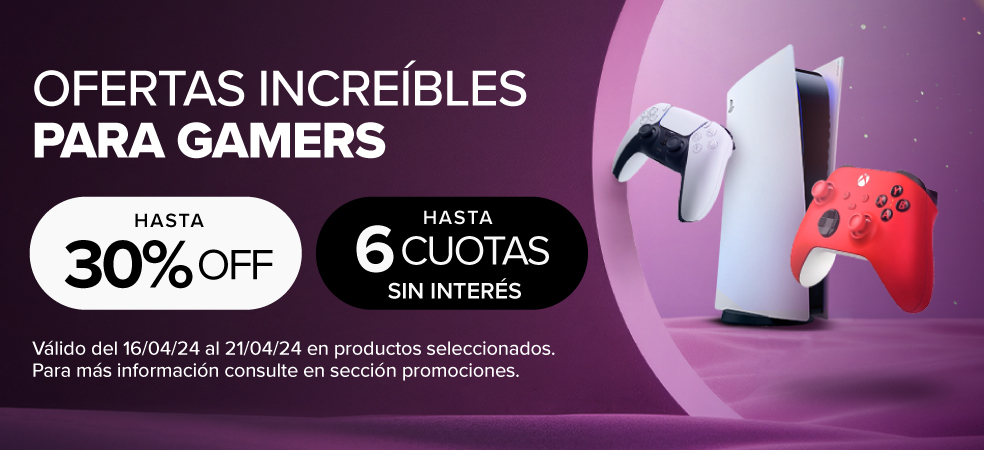 Ofertas increíbles para gamers. Hasta 30% off y hasta 6 cuotas sin interés.