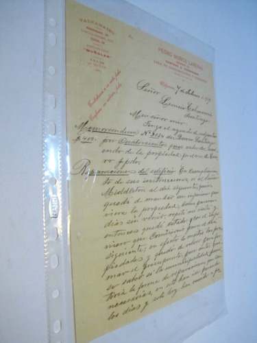 Documento Antiguo.memorandum P.muñoz Larenas.valparaiso 1904