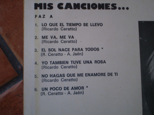 Vinilo Lp De Ricardo Ceratto Mis Canciones (u216