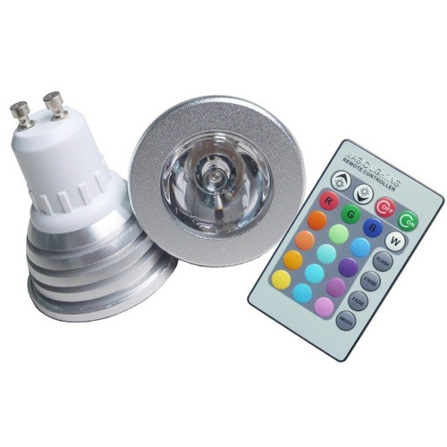 Imagem 4 de 5 de Lampada Led Para Spot Rgb Gu10 Com Controle Remoto Colorido