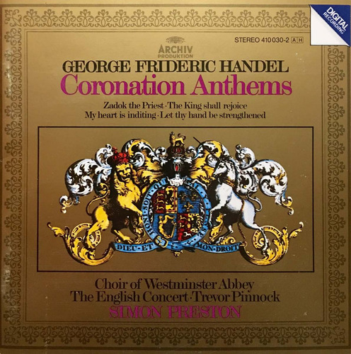 Cd Handel Coronation Anthems George Frederick Trevir Pinnock