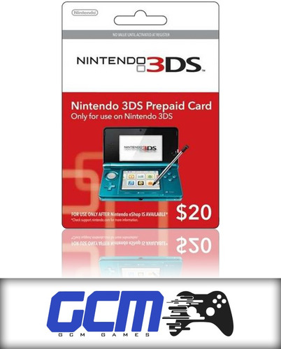 Cartão Nintendo Switch 3ds Wii U Eshop Card Usa $20 Dólares