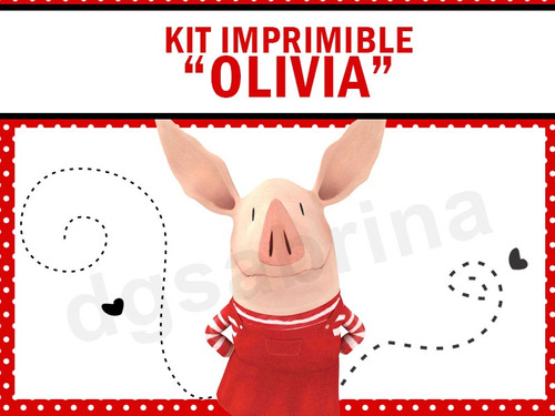 Kit Imprimible Olivia La Chanchita, Invitaciones Candybar