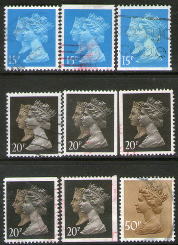 Reino Unido 9 Sellos Reinas Victoria Y Elizabeth 2° Año 1990
