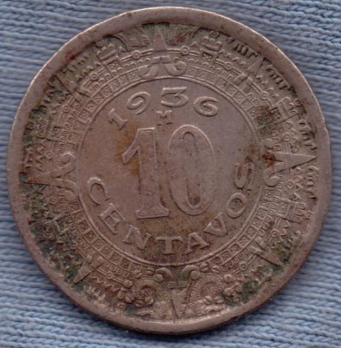Mexico 10 Centavos 1936 M * Escudo * Aguila *