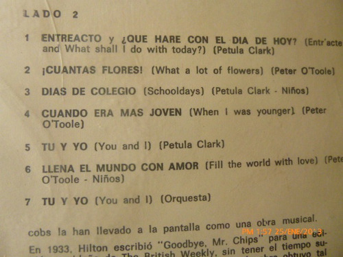 Vinilo Lp De La Pelicula Goodbye Mr Chips(xx560 (Usado)