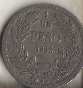 Moneda De 1 Peso 1933 / República De Chile