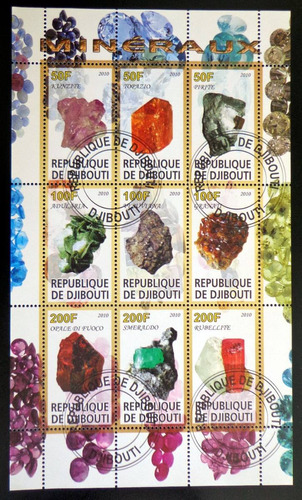 Djibouti Minerales, Bloque 9 Sellos 2010 Usado L7032