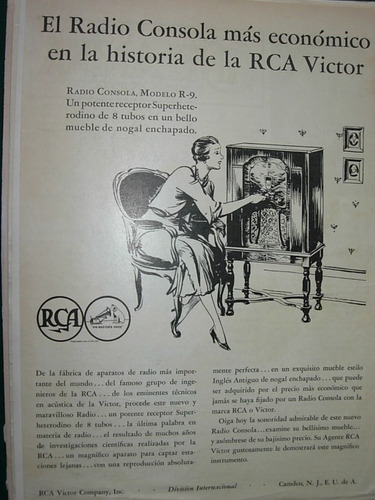 Clipping Antiguo Publicidad Radio Radios Consola Rca Victor