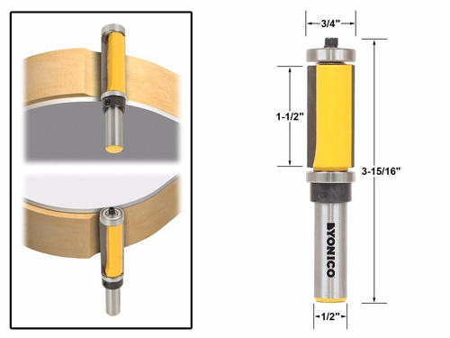 Fresa Recta 1-1/2''x3/4 Doble Copiador Cabo 1/2'' Routerbits