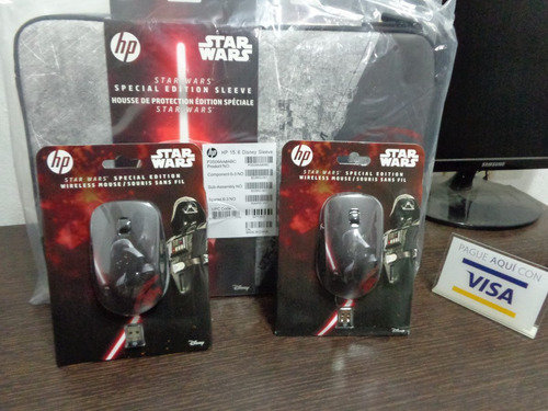Mouse Wireless Y Funda Porta Laptop Star Wars Darth Vader