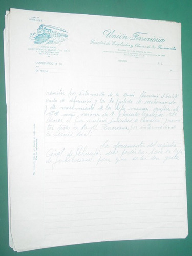 Union Ferroviaria Nota Manuscrita Sin Data Remision Document