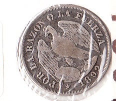 Moneda 20 Centavos 1892 Republica De Chile Por La Razon O La