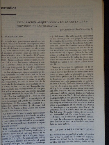 Exploracion Arqueologica En La Costa De Antofagasta 1965