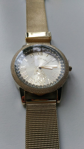 Reloj Polo Dama Dorado Con Strass. Imp.usa. Excelente!!