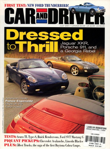 Car And Driver Jul/2001 Jaguar Xkr Porsche 911 Svt Mustang