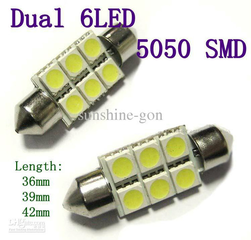 Tubo 6 Leds -12 V Luz Techo O Baul Auto .x Unidad