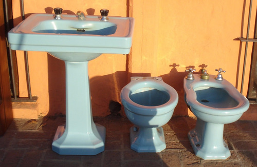 Antiguo Juego Standard Lavatorio Inodoro Bidet. Art 4510