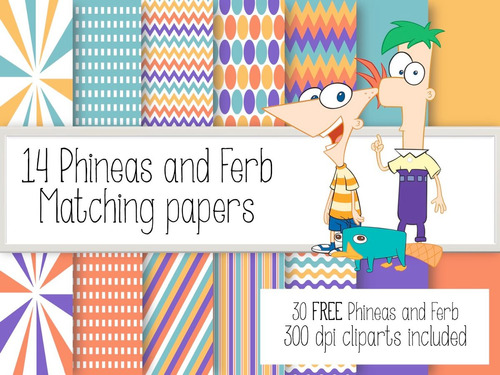 Kit Imprimible Phineas T Ferb 30  Clipart - 14 Fondos