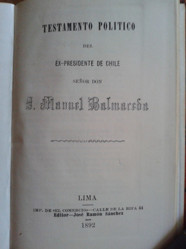 Testamento Político Del Ex- Presidente De La República De Ch