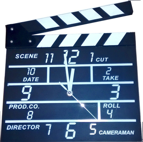 Reloj De Pared Madera Claqueta De Director De Cine Diseño