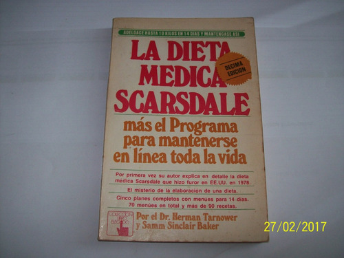 H. Tarnower -sinclair Baker. La Dieta Médica Scarsdale,1979