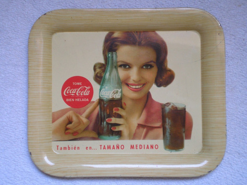 Antigua Bandeja Coca Cola Litografiada 1960 Estado Impecable