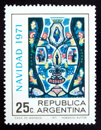 Argentina Arte, Sello Gj 1584 Navidad 1971 Mint L4993