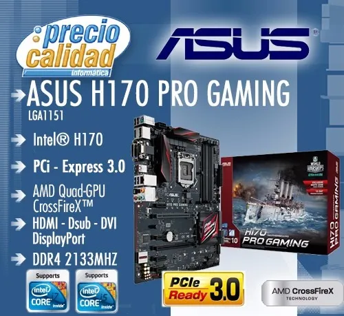 Mother Asus H170 Pro Gaming 1151 Ddr4 2133mhz Usb 3.1 Hdmi