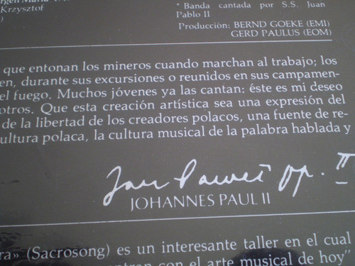 Vinilo Lp Canciones Del Papa Juan Pablo Ii Polonia (u21