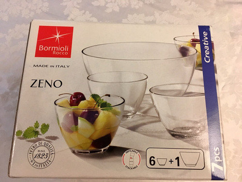 Set Cristal Italiano 6platos/tazones+1gde P Postre/ensalada.