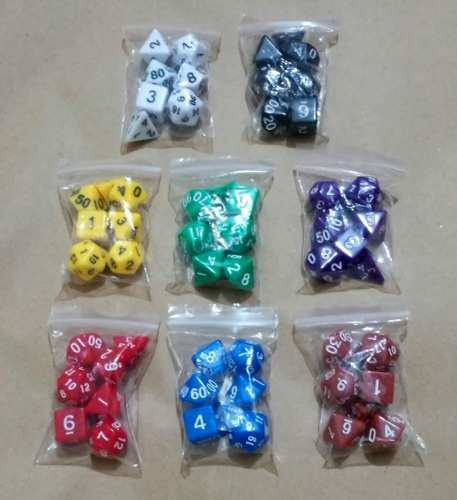 Jogo Dados Rpg 7 Sete Peças D4, D6, D8, D10, D10%, D12 E D20