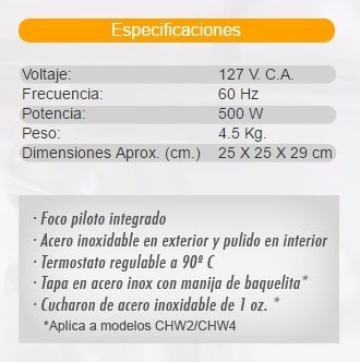 Calentador De Chocolate O Queso Marca Tapisa Modelo Chw2