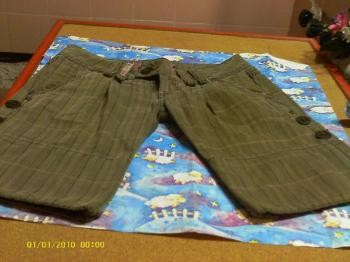Bermuda Nautica- De Gabardina De Jean En Tostados Militares