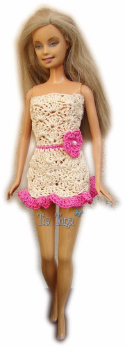 A Pedido Conjunto De Ropa Barbie Tejido Crochet Vestido