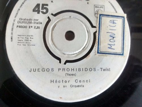 Vinilo Single De Hector Cenci - Juegos Prohibidos (p120