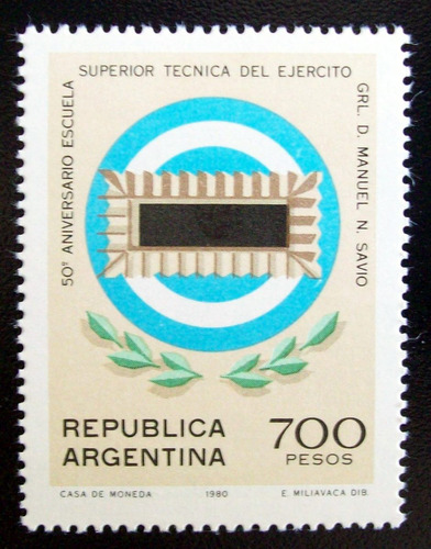 Argentina, Sello Gj 1969 Escuela Sup. Ejército 80 Mint L5193
