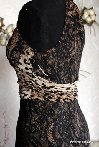 Exclusivo Vestido Noche Encaje Animal Pint Lycra Ts