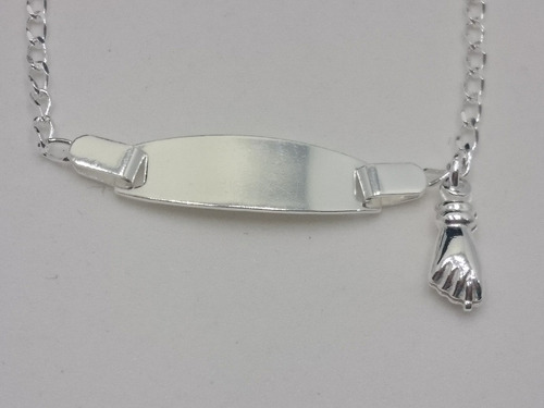 Pulseira Chapa Infantil Figa Prata 925 Maciça Garantia
